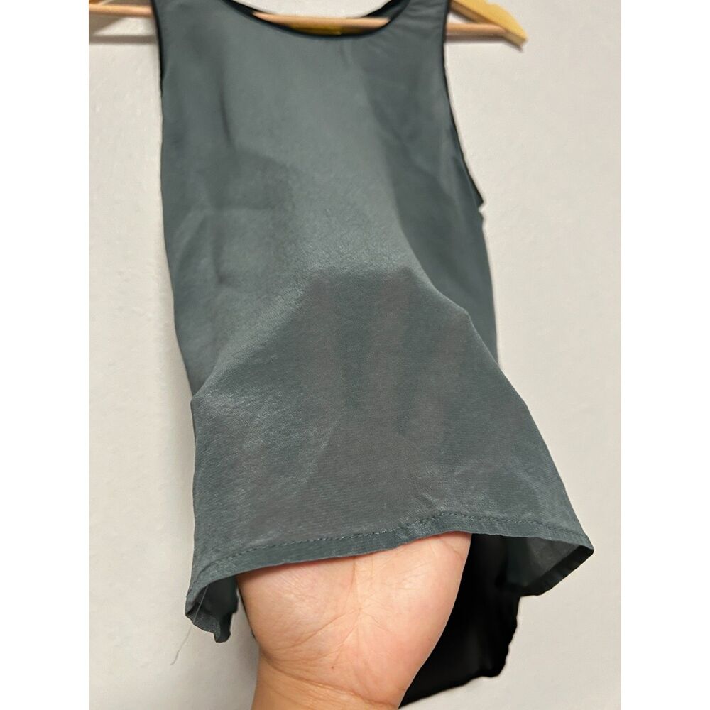 Anthropologie Maeve 100% Silk Colorblock High Low Tank Top Gray Black Blouse 4 - Picture 4 of 9